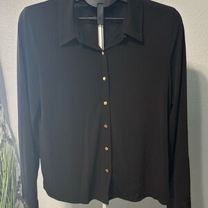 Calvin Klein Black Shirt with Gold Buttons